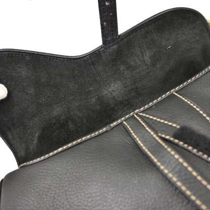 Christian Dior Black Leather Saddle Handbag