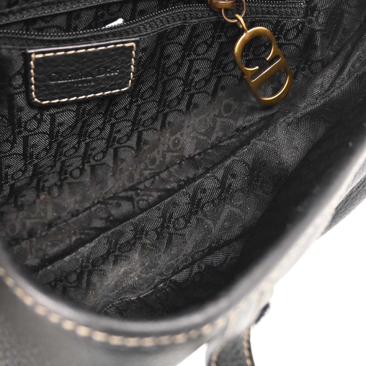 Christian Dior Black Leather Saddle Handbag