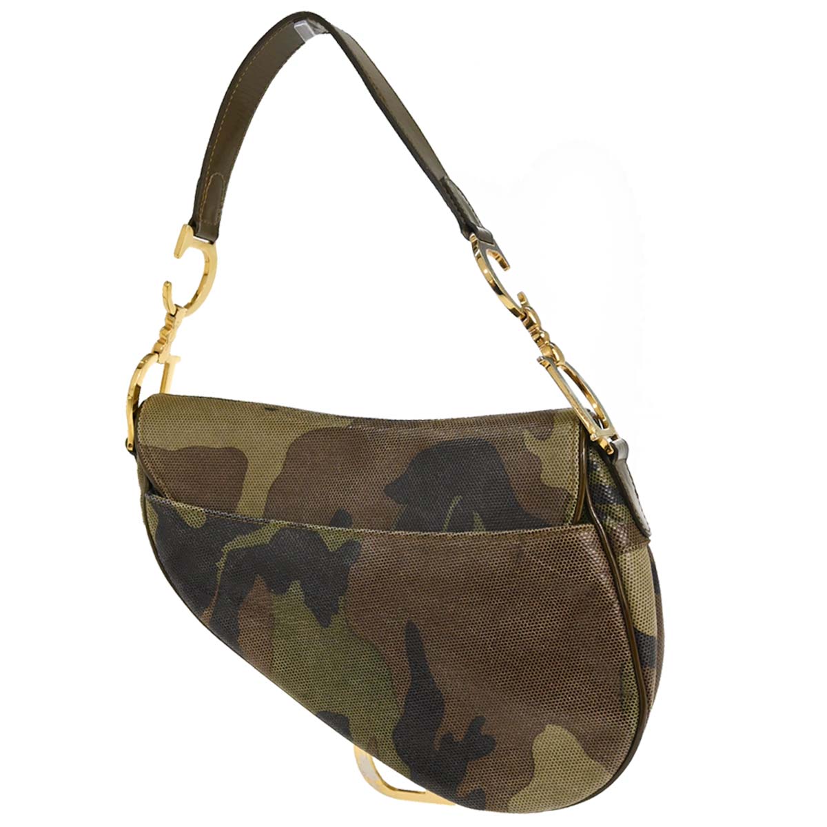 Christian Dior Green Camouflage Saddle Handbag