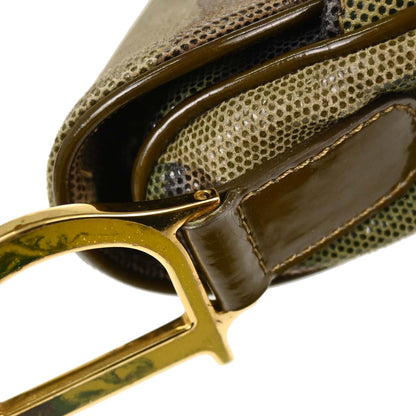 Christian Dior Green Camouflage Saddle Handbag
