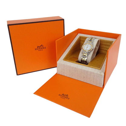 Hermes Ref.CL4.220 Clipper Date 24mm Quartz Watch SS Gold Plated