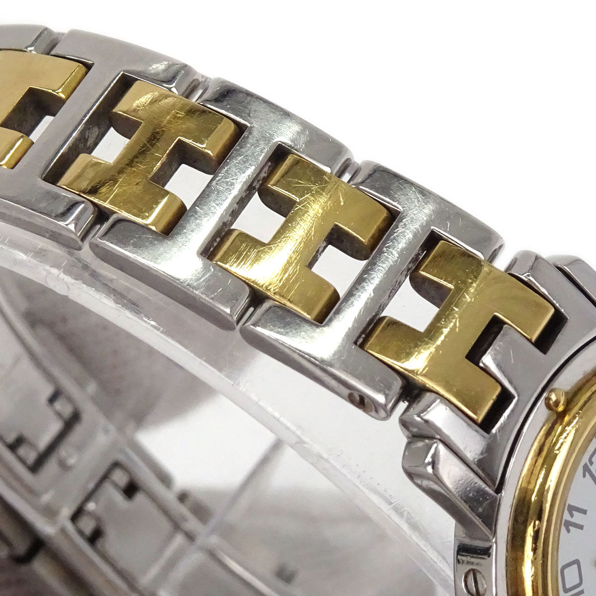 Hermes Ref.CL4.220 Clipper Date 24mm Quartz Watch SS Gold Plated