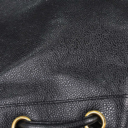 Chanel 1994-1996 Black Caviar Skin Triple CC Drawstring Shoulder Bag