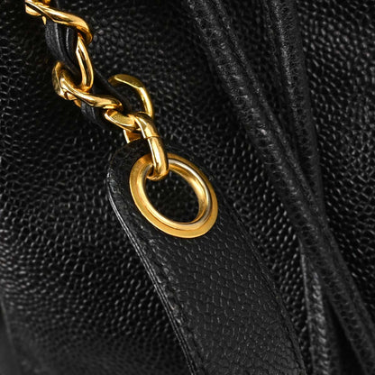 Chanel 1994-1996 Black Caviar Skin Triple CC Drawstring Shoulder Bag