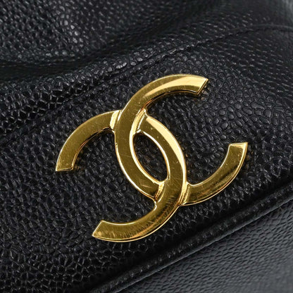 Chanel 1994-1996 Black Caviar Skin Triple CC Drawstring Shoulder Bag