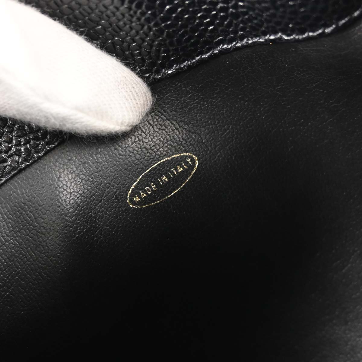 Chanel 1994-1996 Black Caviar Skin Triple CC Drawstring Shoulder Bag