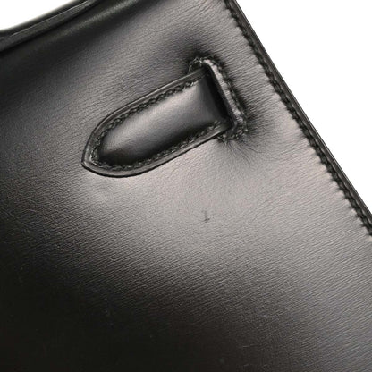 Hermes Black Box Calf Kelly 32 Sellier Handbag