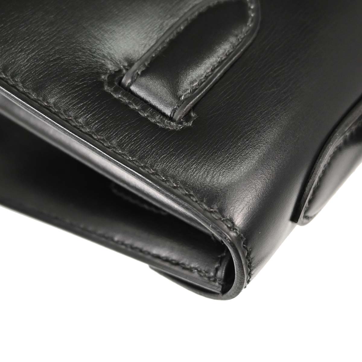 Hermes Black Box Calf Kelly 32 Sellier Handbag
