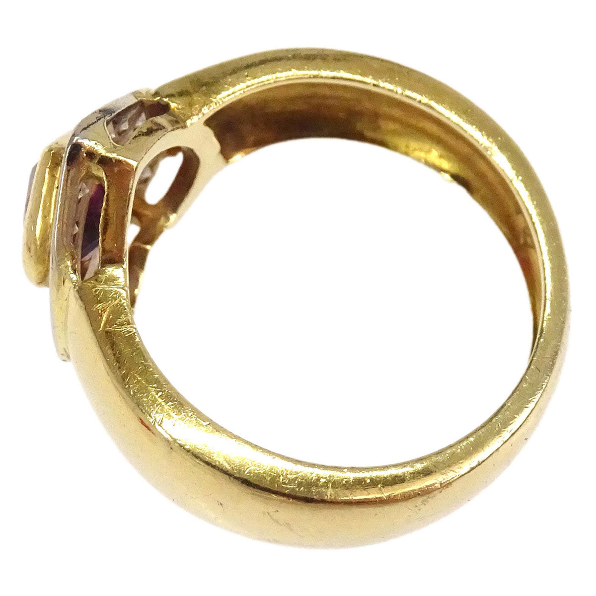 Ring Heart 750 Gold Ruby Diamond #53 Jewelry