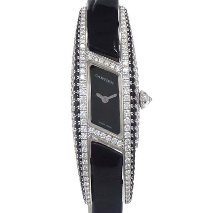 Cartier * Ref.2571 Libre Imaria SM 16mm Crocodile Watch 18KWG Diamond Black