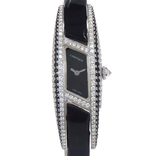 Cartier * Ref.2571 Libre Imaria SM 16mm Crocodile Watch 18KWG Diamond Black