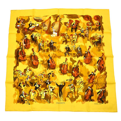 Hermes Scarf Carre 90 Concerto Yellow Small Good