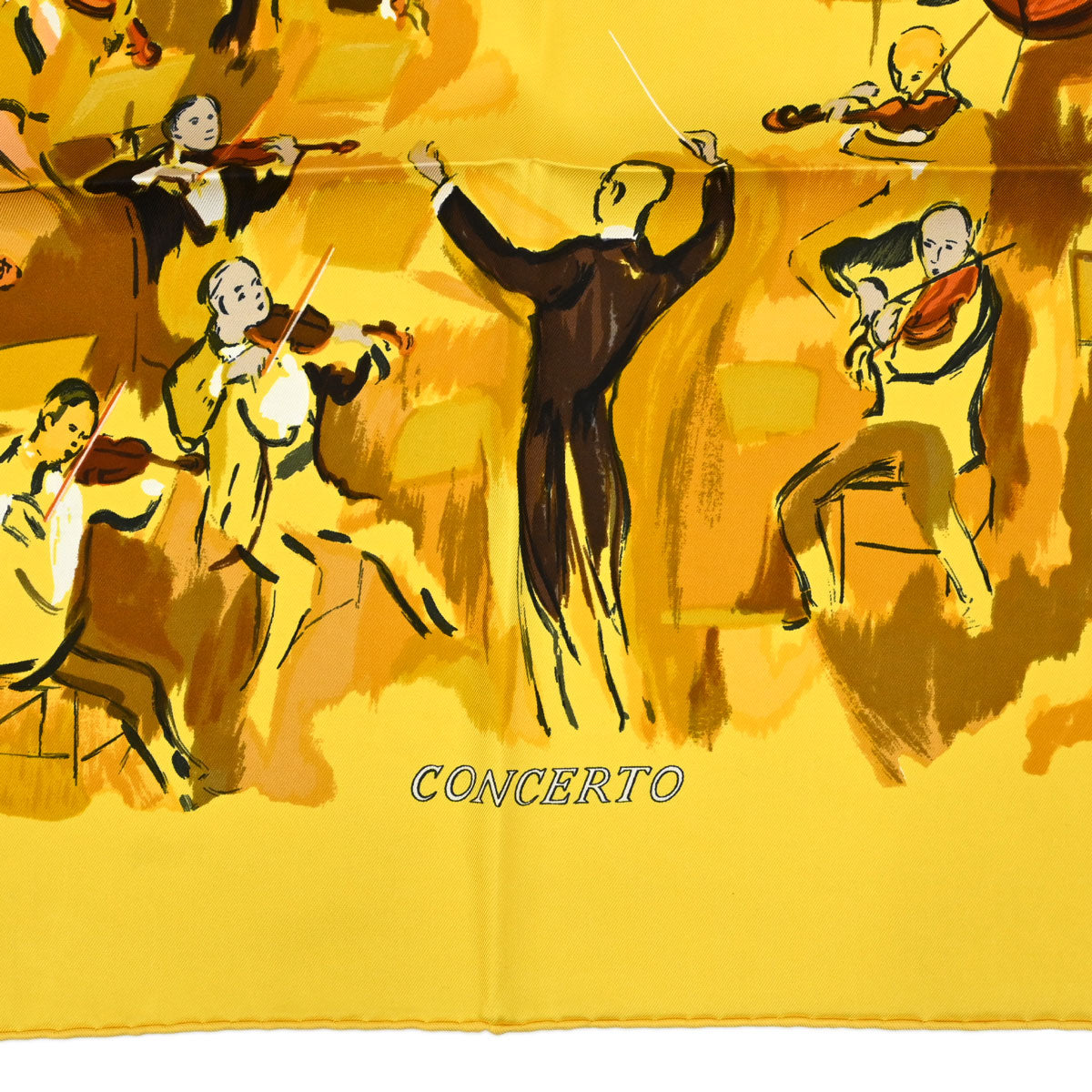 Hermes Scarf Carre 90 Concerto Yellow Small Good