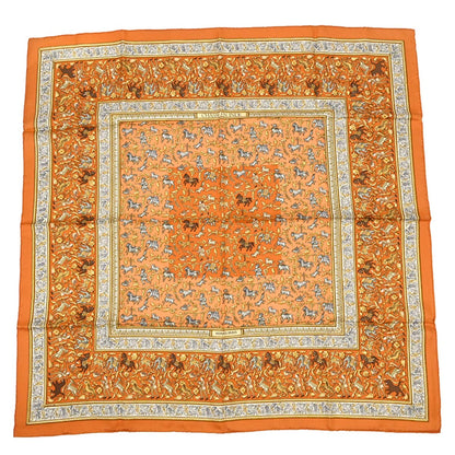Hermes Scarf Carre 90 Chasse en Inde Orange Small Good