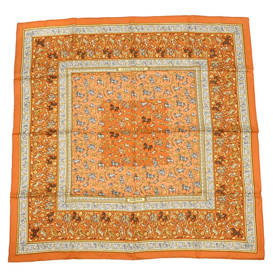 Hermes Scarf Carre 90 Chasse en Inde Orange Small Good