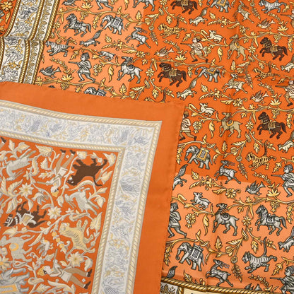 Hermes Scarf Carre 90 Chasse en Inde Orange Small Good