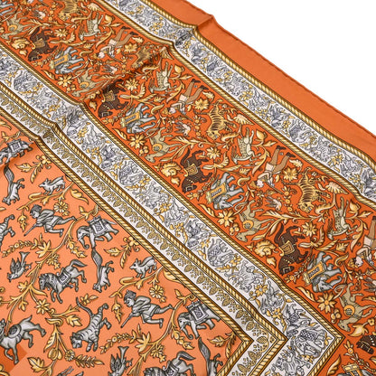Hermes Scarf Carre 90 Chasse en Inde Orange Small Good