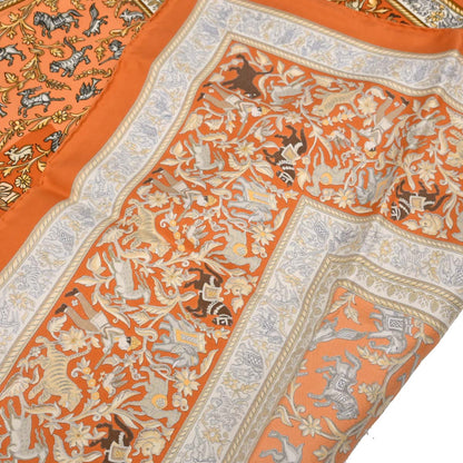 Hermes Scarf Carre 90 Chasse en Inde Orange Small Good