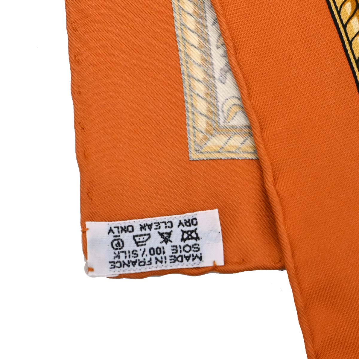 Hermes Scarf Carre 90 Chasse en Inde Orange Small Good
