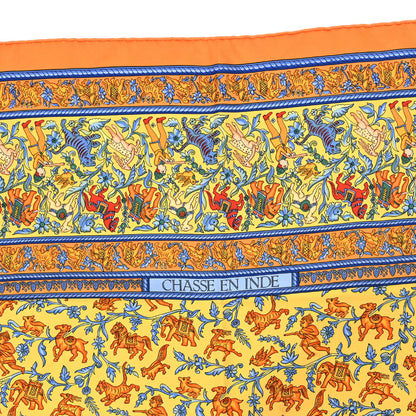 Hermes Scarf Carre 90 Chasse en Inde Orange Small Good