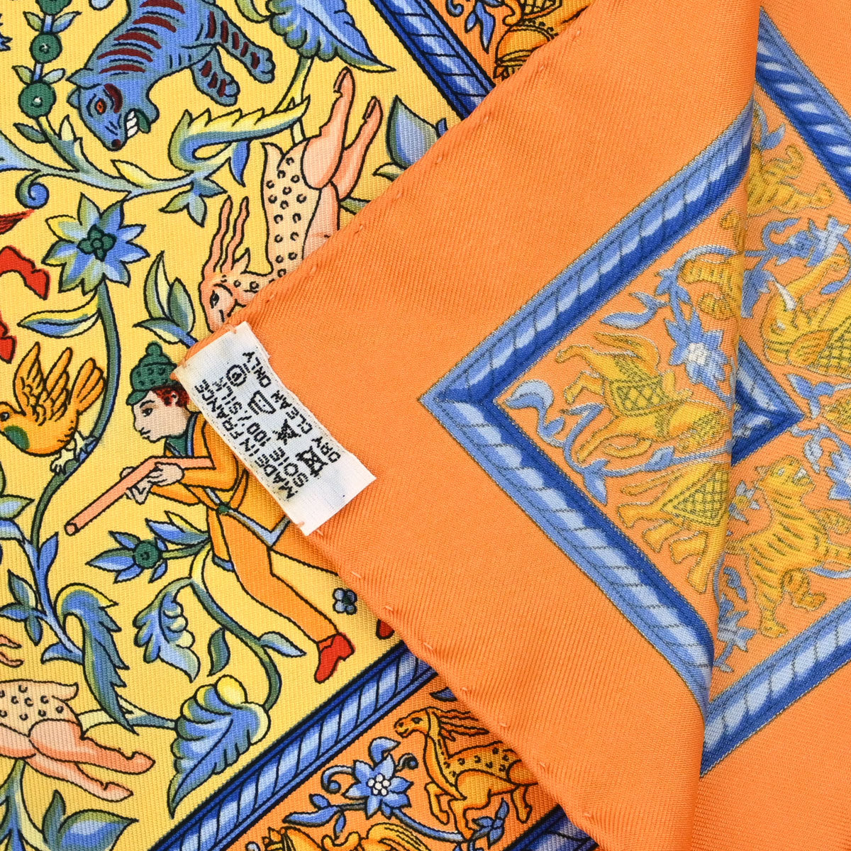 Hermes Scarf Carre 90 Chasse en Inde Orange Small Good