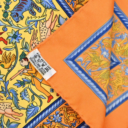 Hermes Scarf Carre 90 Chasse en Inde Orange Small Good