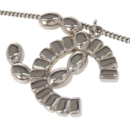 Chanel CC Chain Pendant Necklace Silver Rhinestone B17B