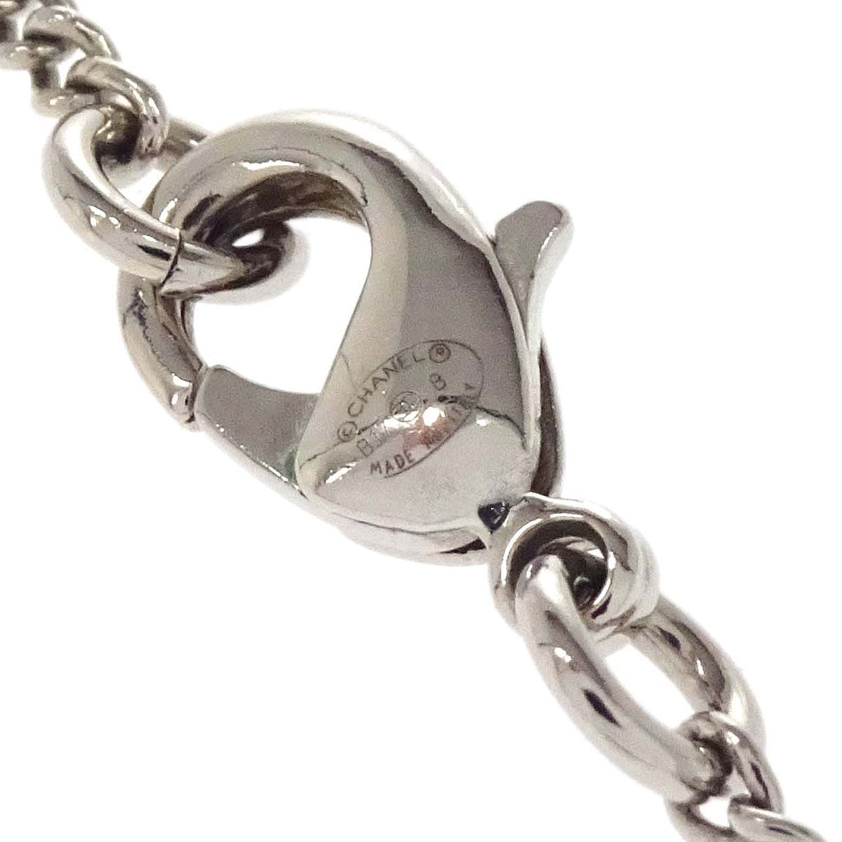 Chanel CC Chain Pendant Necklace Silver Rhinestone B17B