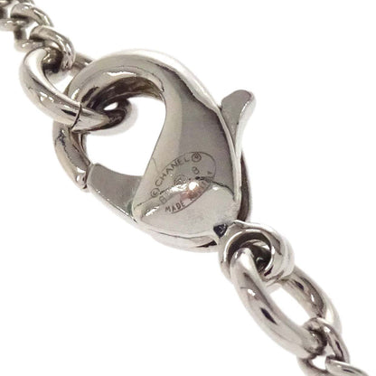Chanel CC Chain Pendant Necklace Silver Rhinestone B17B