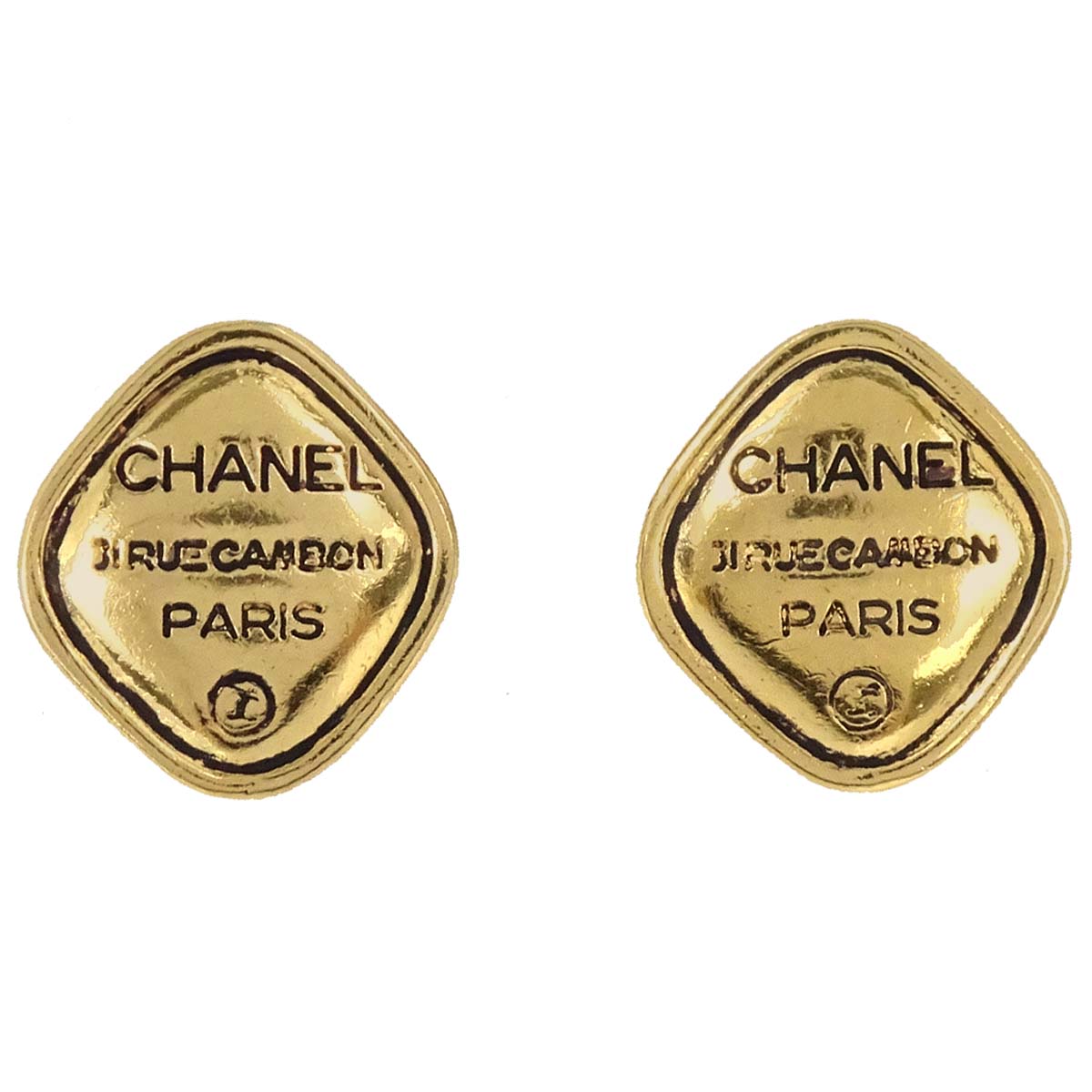 Chanel Rhombus Clip-On Earrings Gold 2441