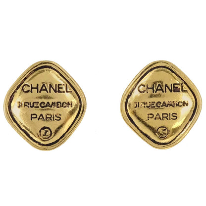 Chanel Rhombus Clip-On Earrings Gold 2441