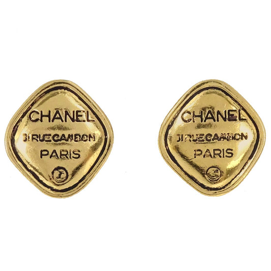 Chanel Rhombus Clip-On Earrings Gold 2441