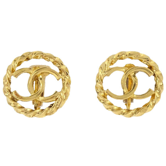 Chanel CC Button Clip-On Earrings Gold 15