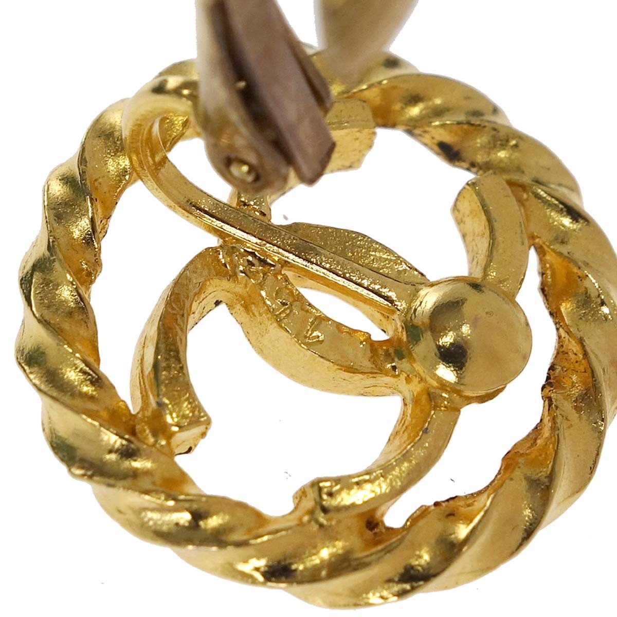 Chanel CC Button Clip-On Earrings Gold 15