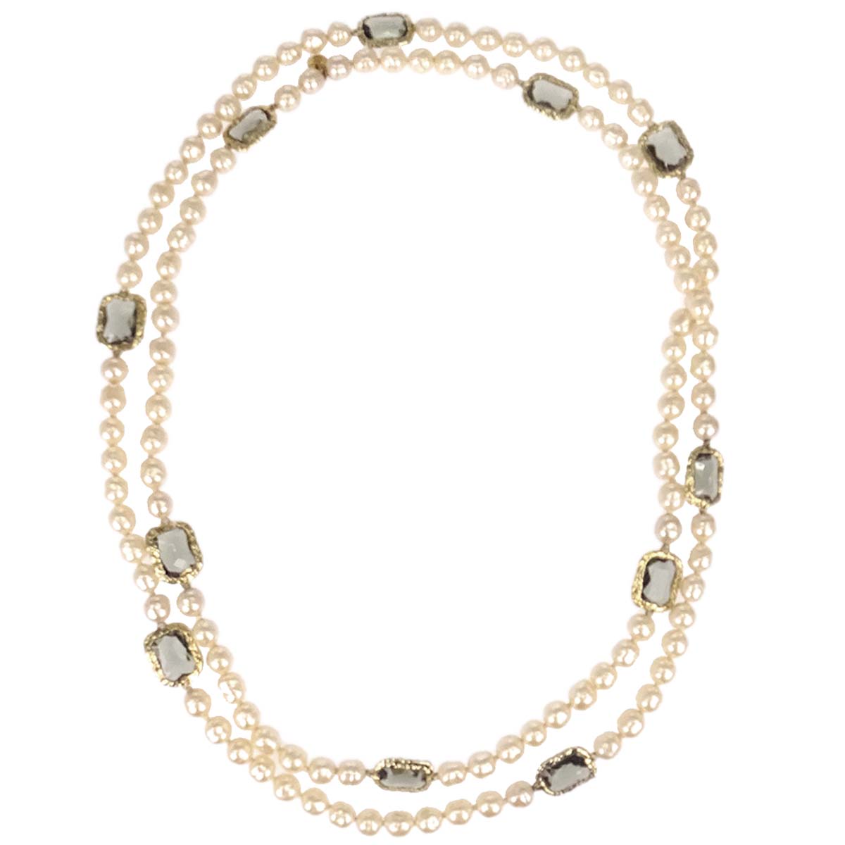 Chanel Long Chain Necklace Gold Costume Pearl Gripoix 1981