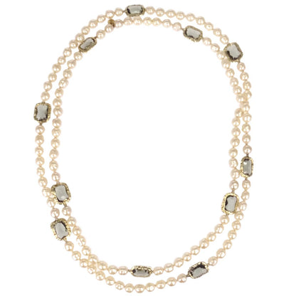 Chanel Long Chain Necklace Gold Costume Pearl Gripoix 1981
