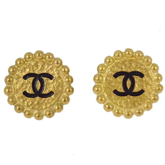 Chanel Button Clip-On Earrings Gold 95P