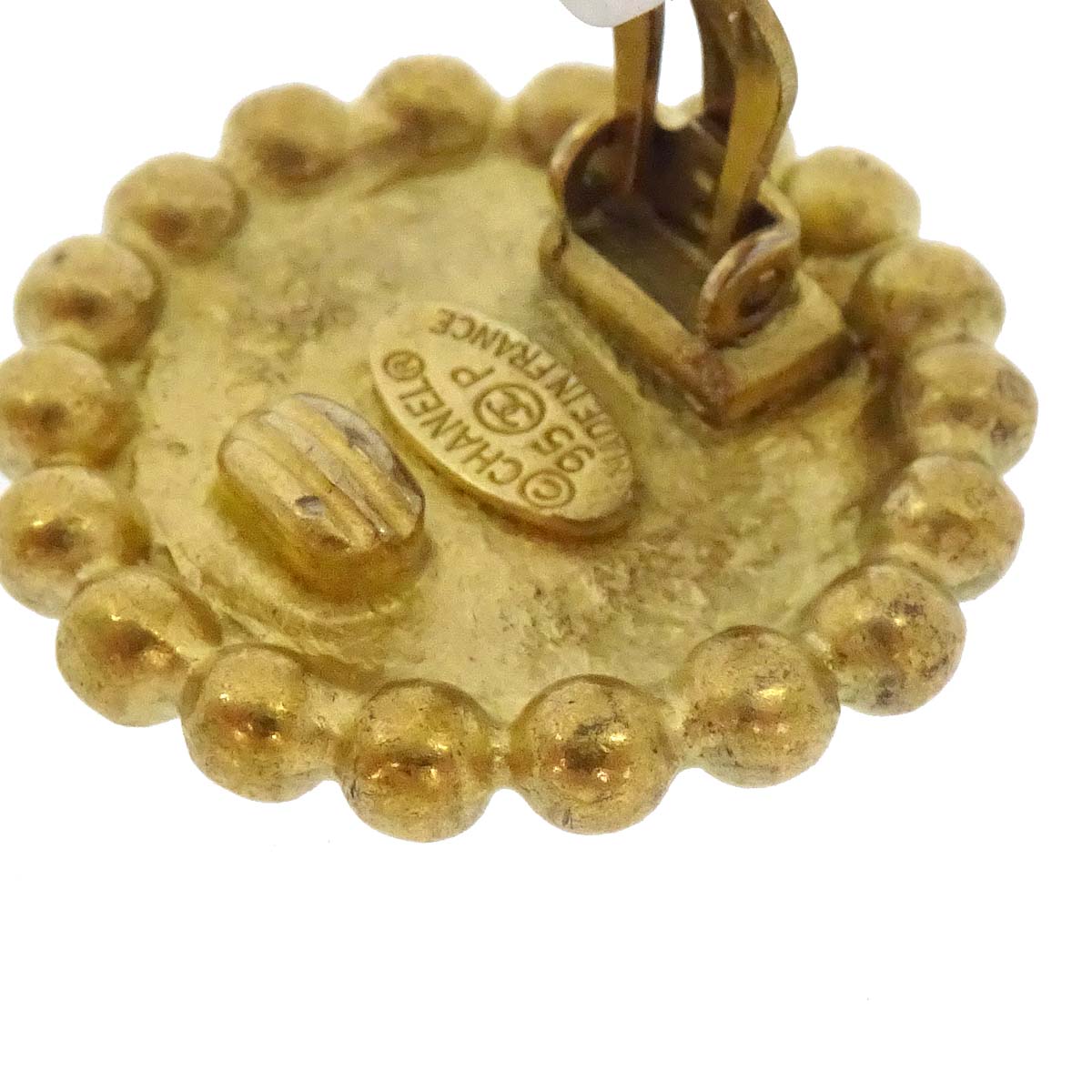 Chanel Button Clip-On Earrings Gold 95P