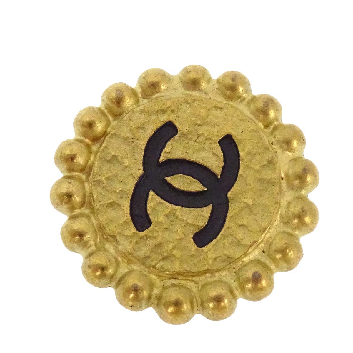 Chanel Button Clip-On Earrings Gold 95P