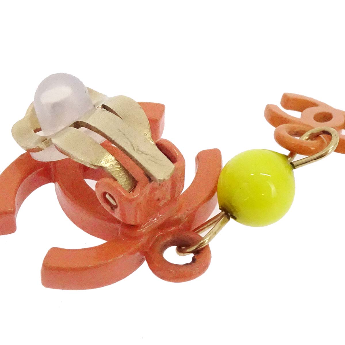 Chanel CC Dangle Orange Clip-On Earrings 03S