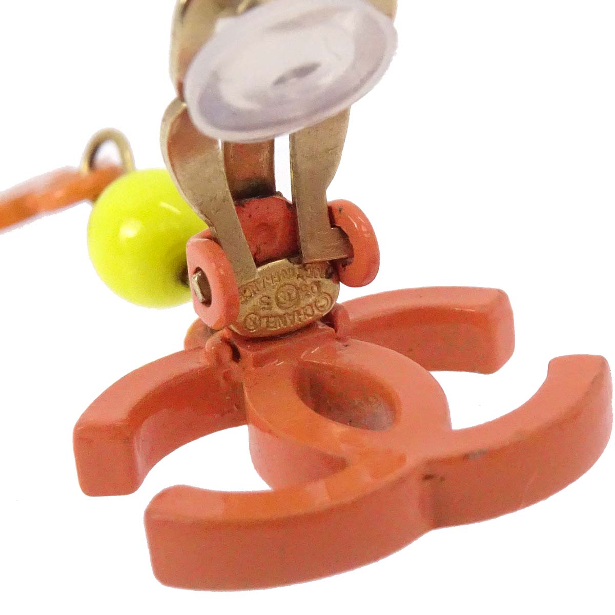 Chanel CC Dangle Orange Clip-On Earrings 03S