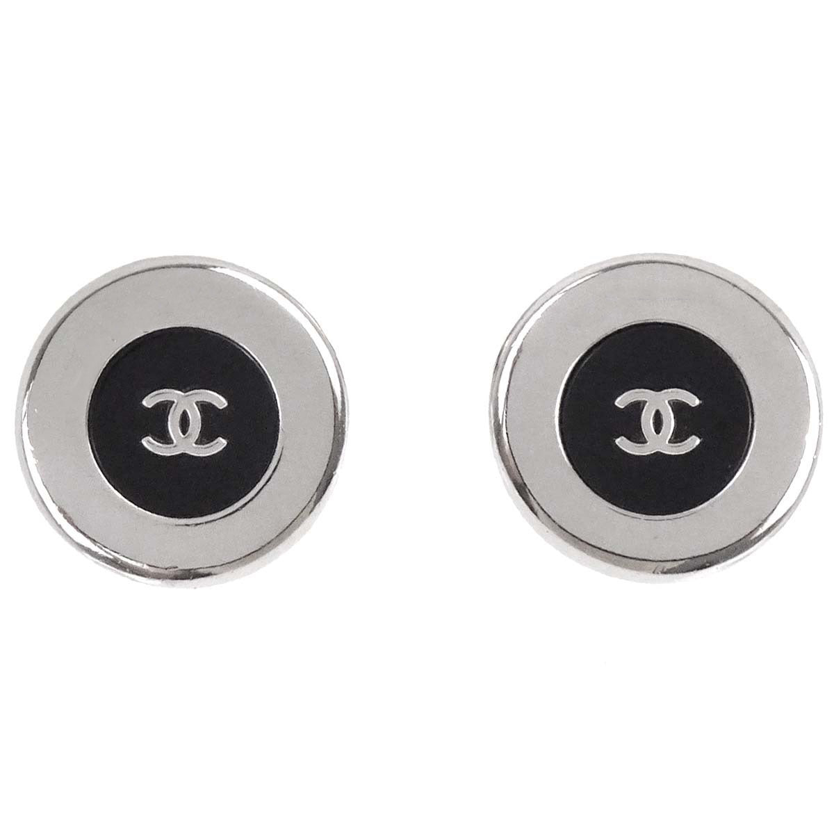 Chanel Button Clip-On Earrings Silver 97A