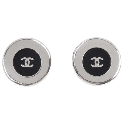 Chanel Button Clip-On Earrings Silver 97A