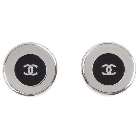 Chanel Button Clip-On Earrings Silver 97A