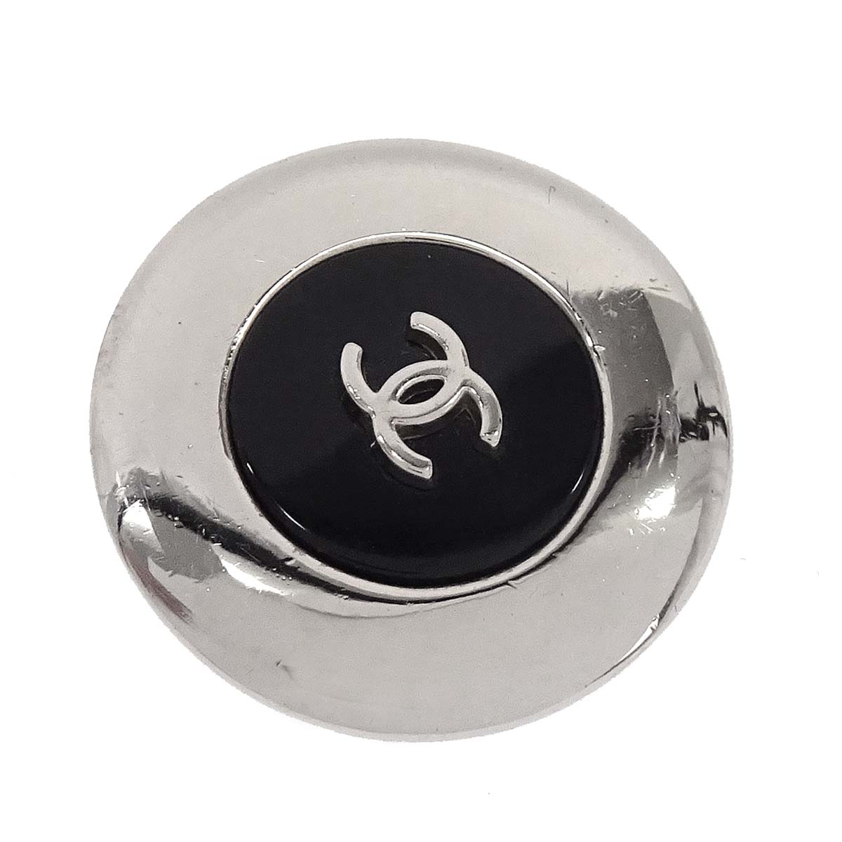 Chanel Button Clip-On Earrings Silver 97A