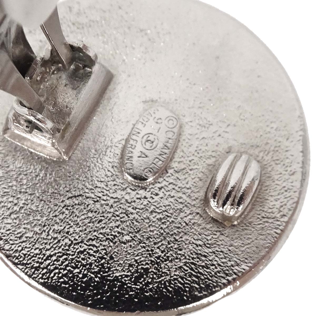 Chanel Button Clip-On Earrings Silver 97A