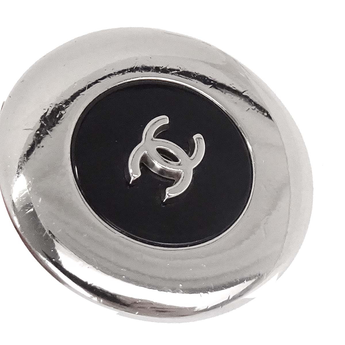 Chanel Button Clip-On Earrings Silver 97A