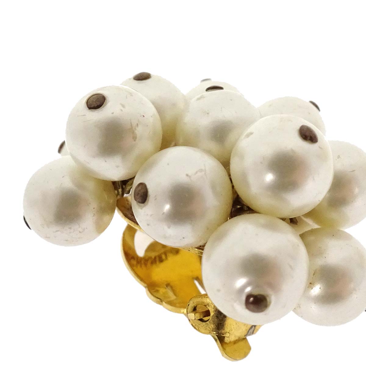 Chanel Costume Pearl Clip-On Earrings Gold 26