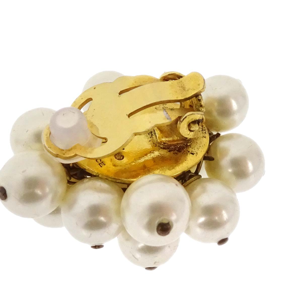 Chanel Costume Pearl Clip-On Earrings Gold 26