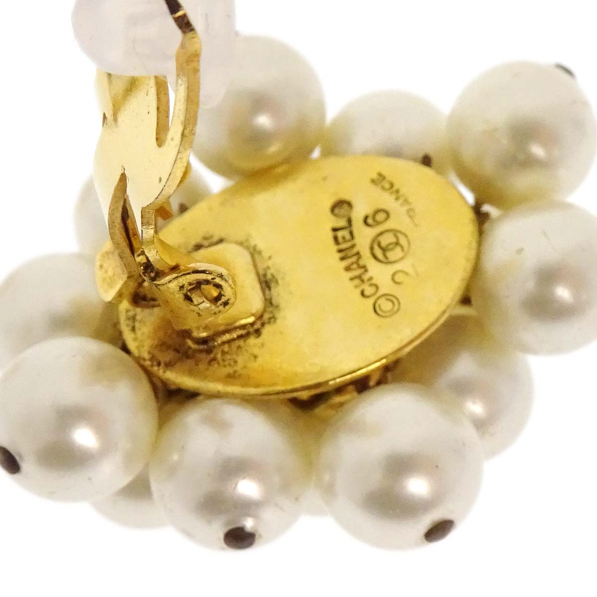Chanel Costume Pearl Clip-On Earrings Gold 26